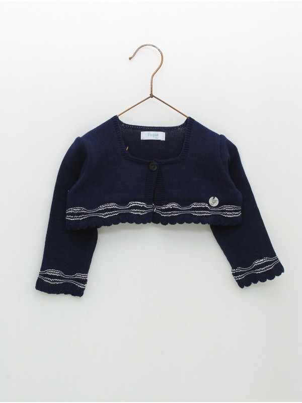 Navy style girl knitted cardigan