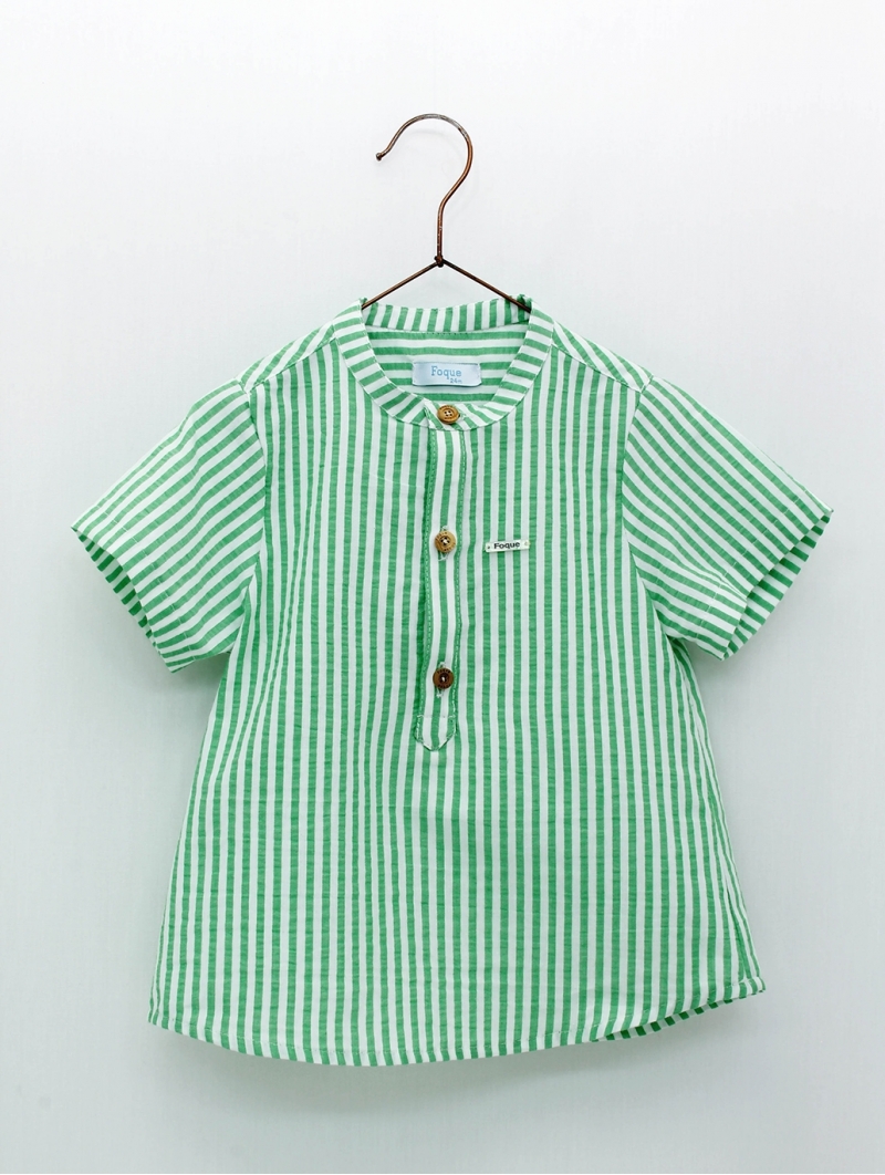 Camisa sersucker rayas con cuello panadero