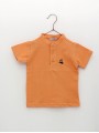 Mandarin collar piqué boy polo shirt