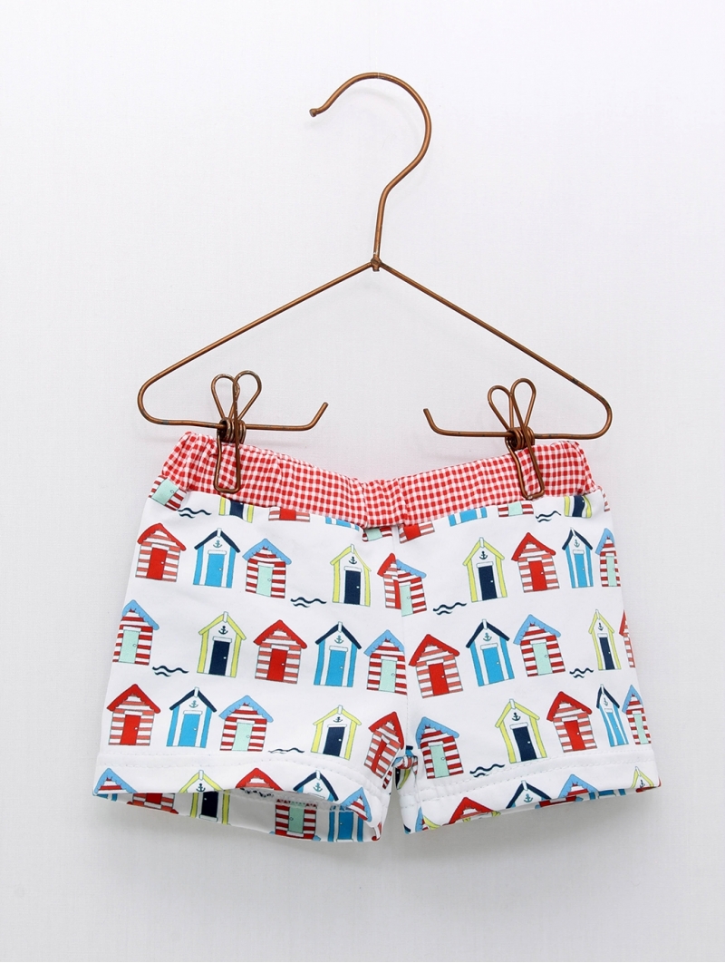 Culetín lycra con estampado casetas con cinturilla en cuadros vichy