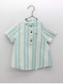 Striped mandarin collar shirt