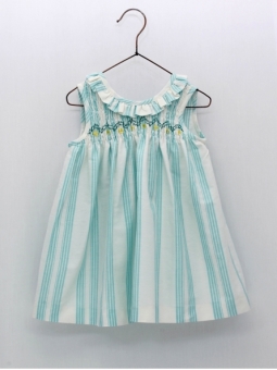 Vestido rayas con nido de abeja