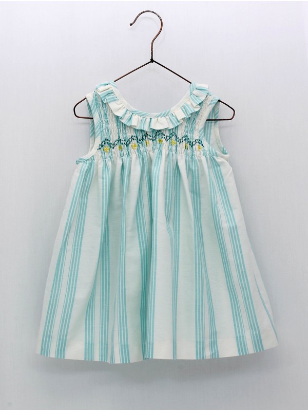 Vestido listras com ninho de abeja