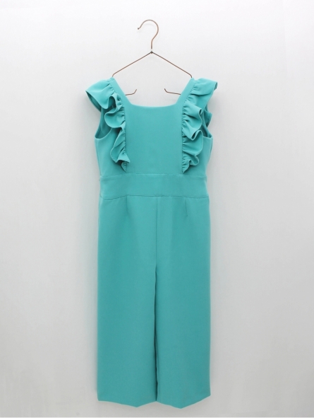 Green open back jumpsuit