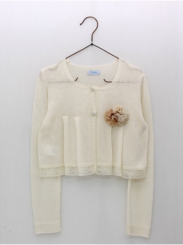 Chaqueta longa con entredós valencienne