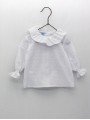 Ruffled collar plumetis blouse