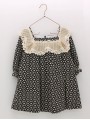 VESTIDO TEJIDO BORDADO FLORES ESCOTE CUADRADO CON PUNTILLA RÚSTICA CC. TOSCANA