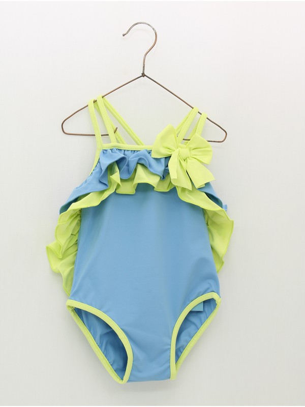 Two-tone girls’ swimming costume