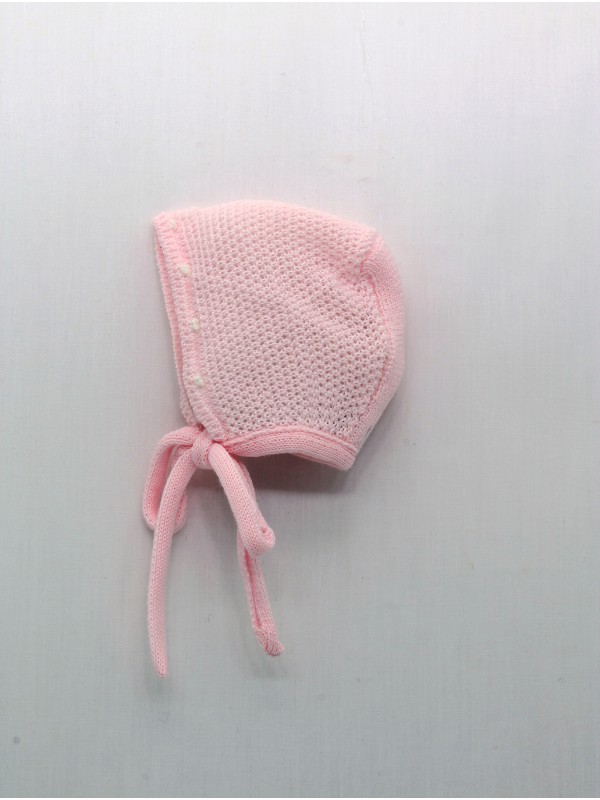Baby boy-girl perlé thread knit bonnet