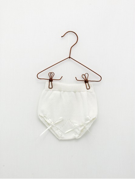 Baby boy-girl knit bloomers with bow