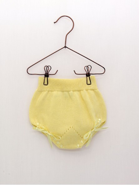 Baby boy-girl knit bloomers with bow