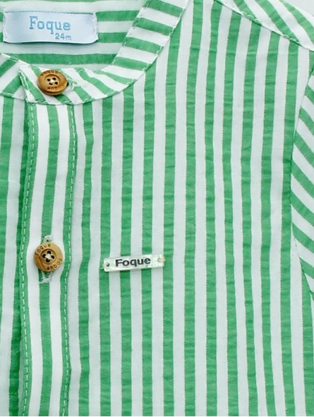 Camisa sersucker rayas con cuello panadero