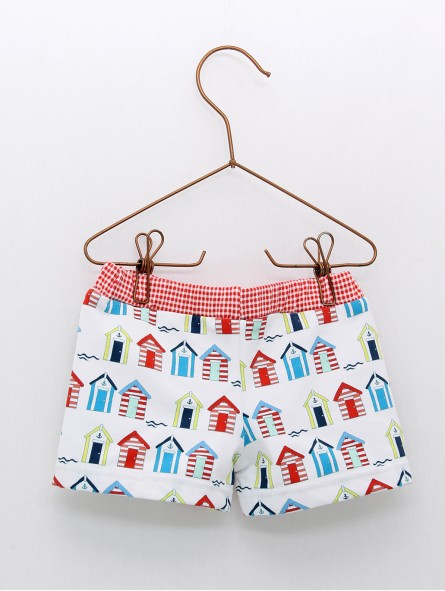 Culetín lycra con estampado casetas con cinturilla en cuadros vichy