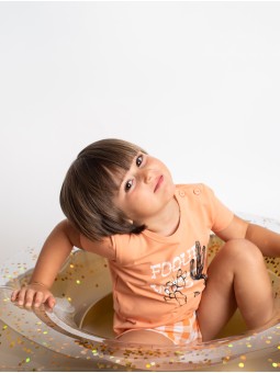Culetín baño bebé niño vichy y vivos a contraste