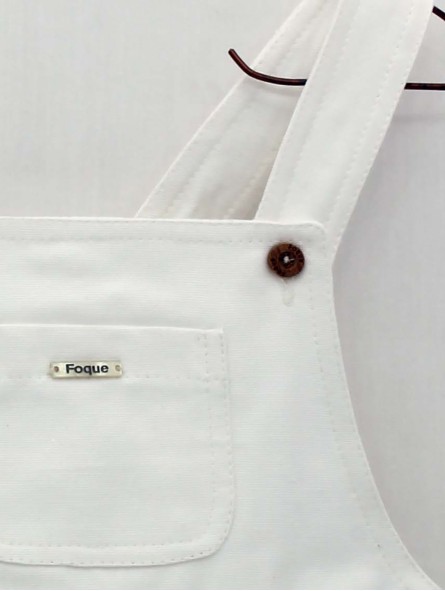 White canvas dungarees with straps