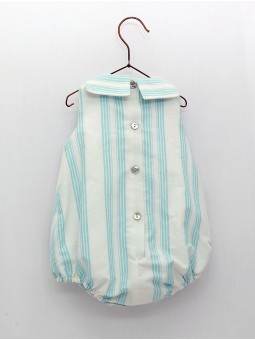 Green striped romper