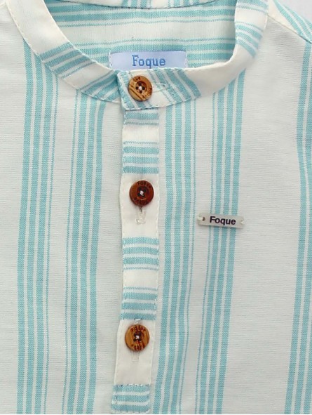 Striped mandarin collar shirt