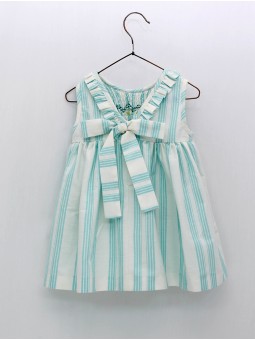 Vestido rayas con nido de abeja