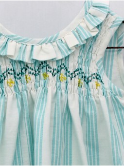 Vestido rayas con nido de abeja