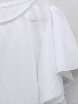 T-shirt branca manga volante