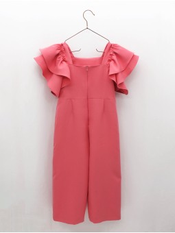Pink jumpsuit with ruffles