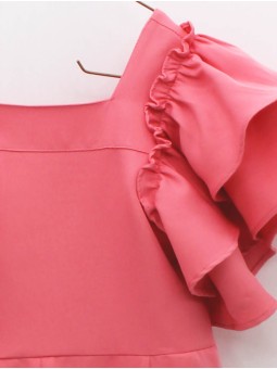 Pink jumpsuit with ruffles