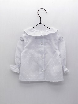 Ruffled collar plumetis blouse