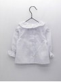 Ruffled collar plumetis blouse