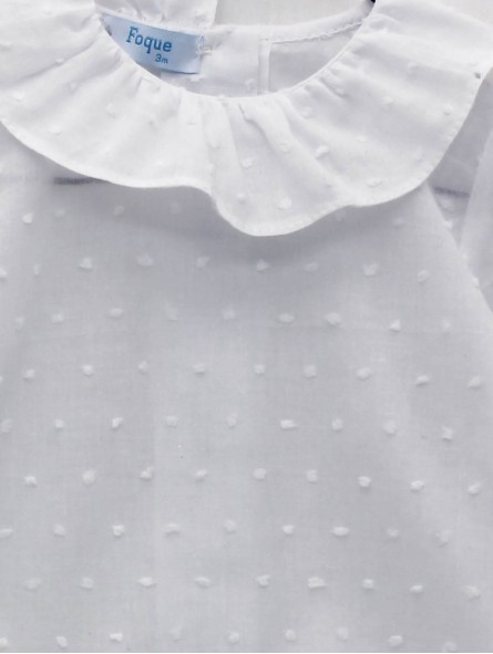 Ruffled collar plumetis blouse