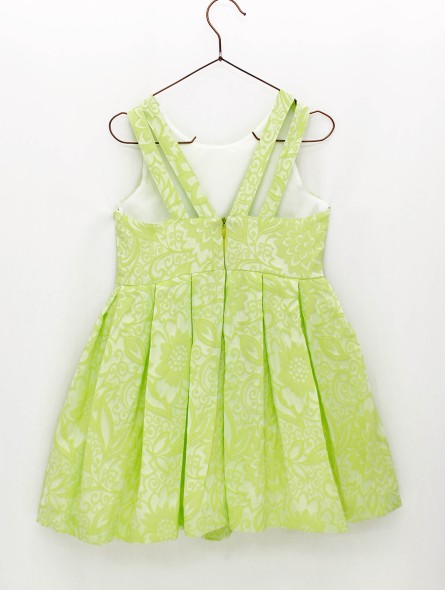 VESTIDO EN JACQUARDTABLEADO Y TIRAS EN ESPALDA CC. ORQUÍDEA
