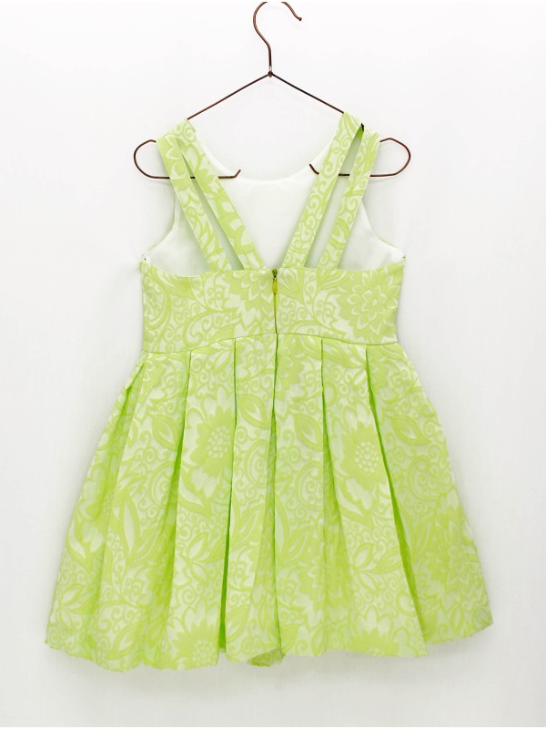VESTIDO EN JACQUARDTABLEADO Y TIRAS EN ESPALDA CC. ORQUÍDEA