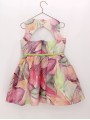 VESTIDO EN ORGANZA FLORES CON CINTURÓN LIMA CC. ORQUÍDEA