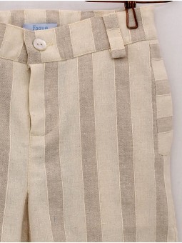 Pantalón corto rayas beig