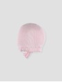 Knit baby bonnet with openwork details