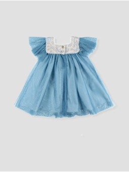 Vestido de tul para niña color azulina o rosa