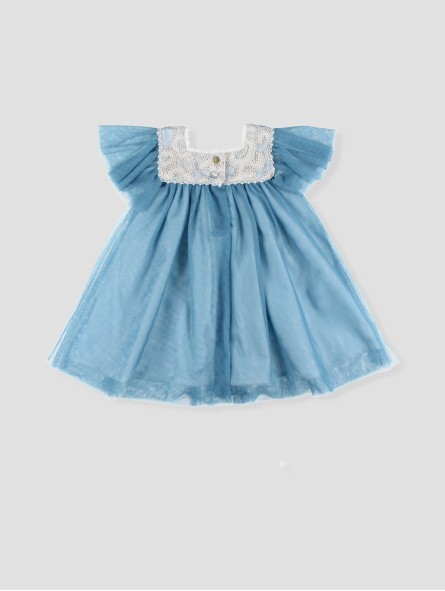 Vestido de tul para niña color azulina o rosa