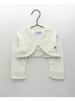 Round-edged jacket with lace trim