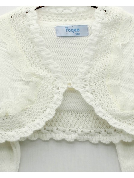 Round-edged jacket with lace trim