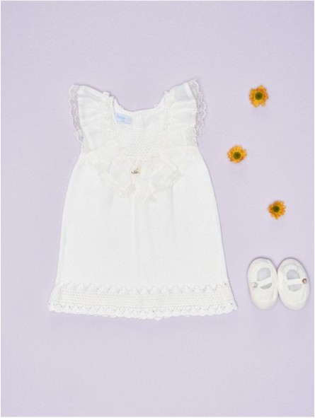 Vestido punto con puntilla valencienne