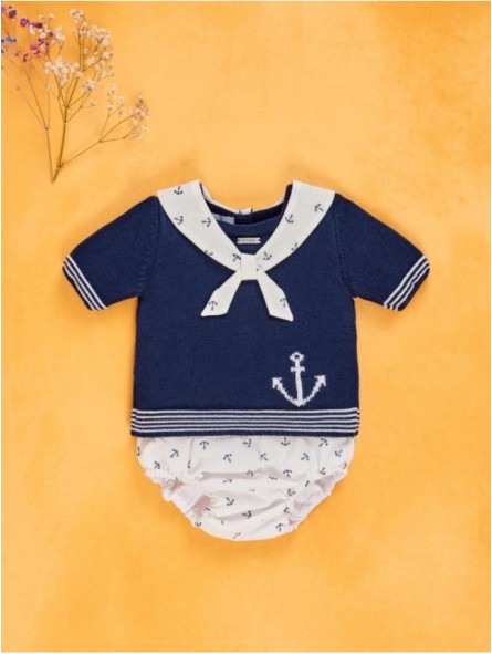 Sailor knit romper
