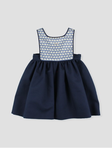 Girl navy piqué dress