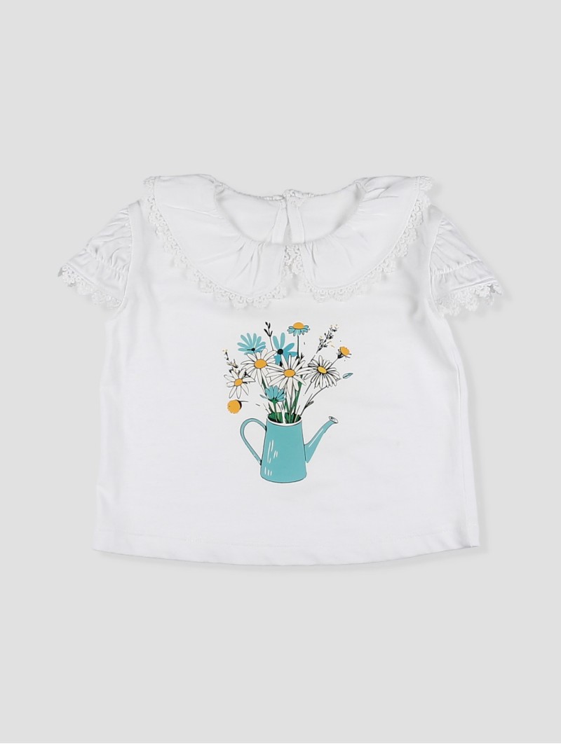 Baby girl ruffle collar T-shirt