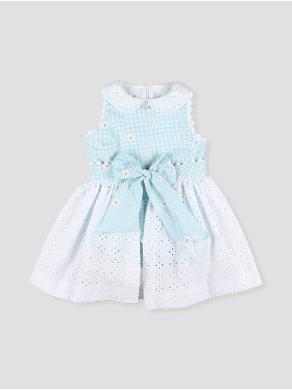 Girl gingham daisy romper