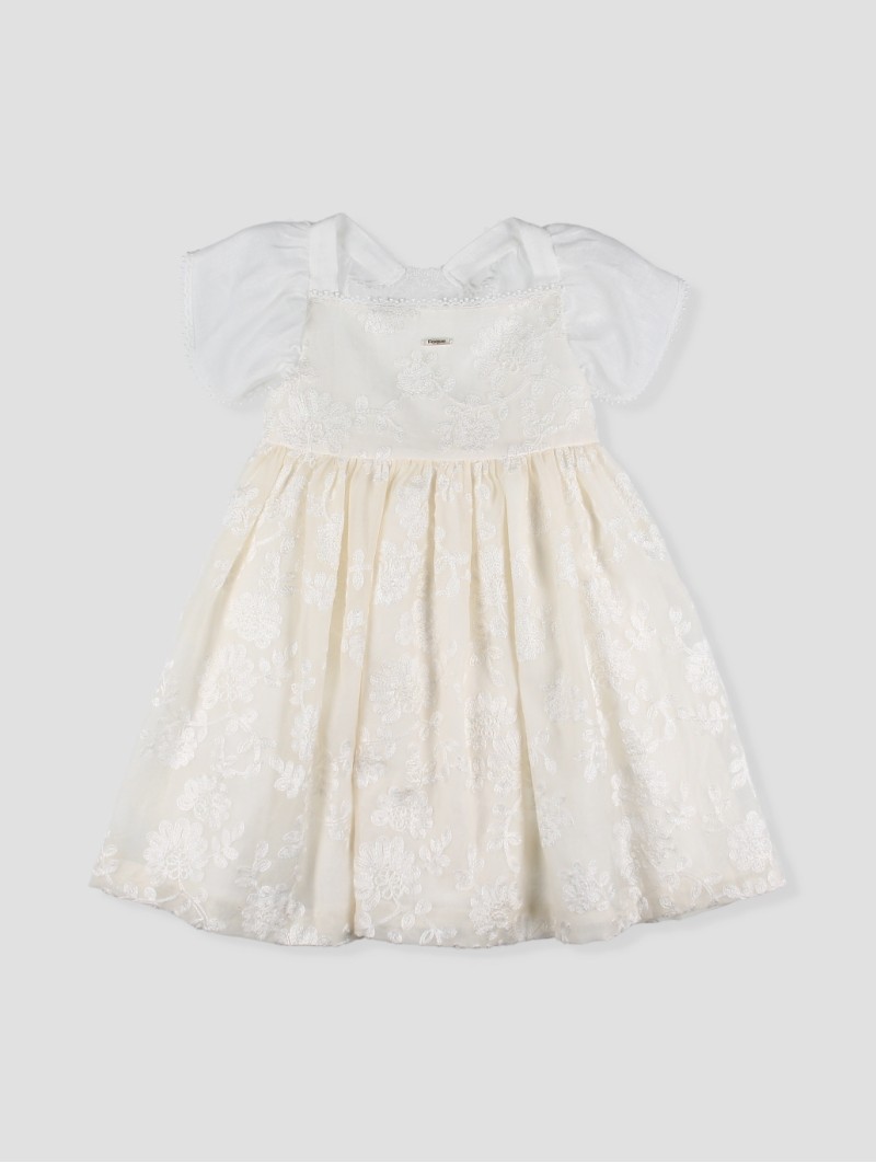 Vestido gasa bordada Batizo