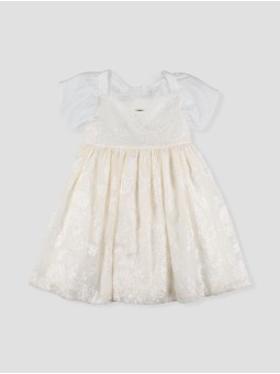 Vestido gasa bordada Batizo