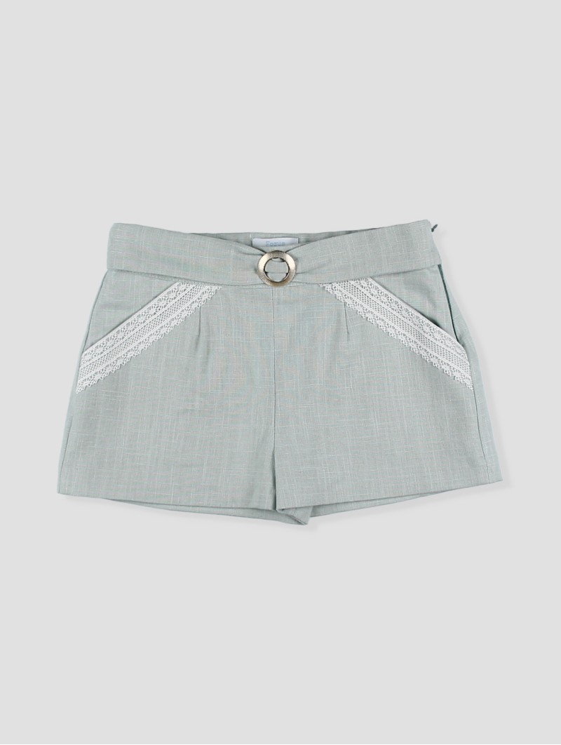Pantalón corto con puntilla Flores