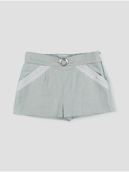 Calça curta com puntilla Flores