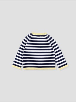 Striped jumper with whale intarsia
