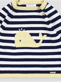 Striped jumper with whale intarsia