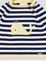 Striped jumper with whale intarsia
